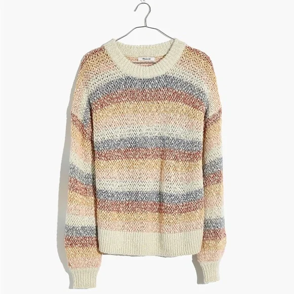 Madewell Sweaters Madewell Baez Pullover Sweater Stripe Marled - Technical View